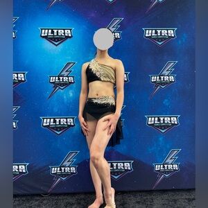 Custom made Solo dance costume for contemporary,Jazz,lyrical.Size:AS.Black+brown